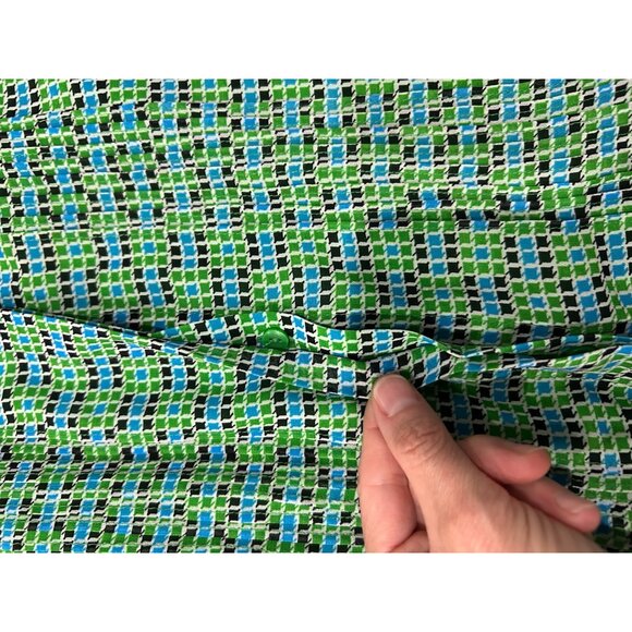 Liz Claiborne Button Front Sleeveless Blouse Green Blue Plus Sz 2X Checkered - Picture 8 of 11